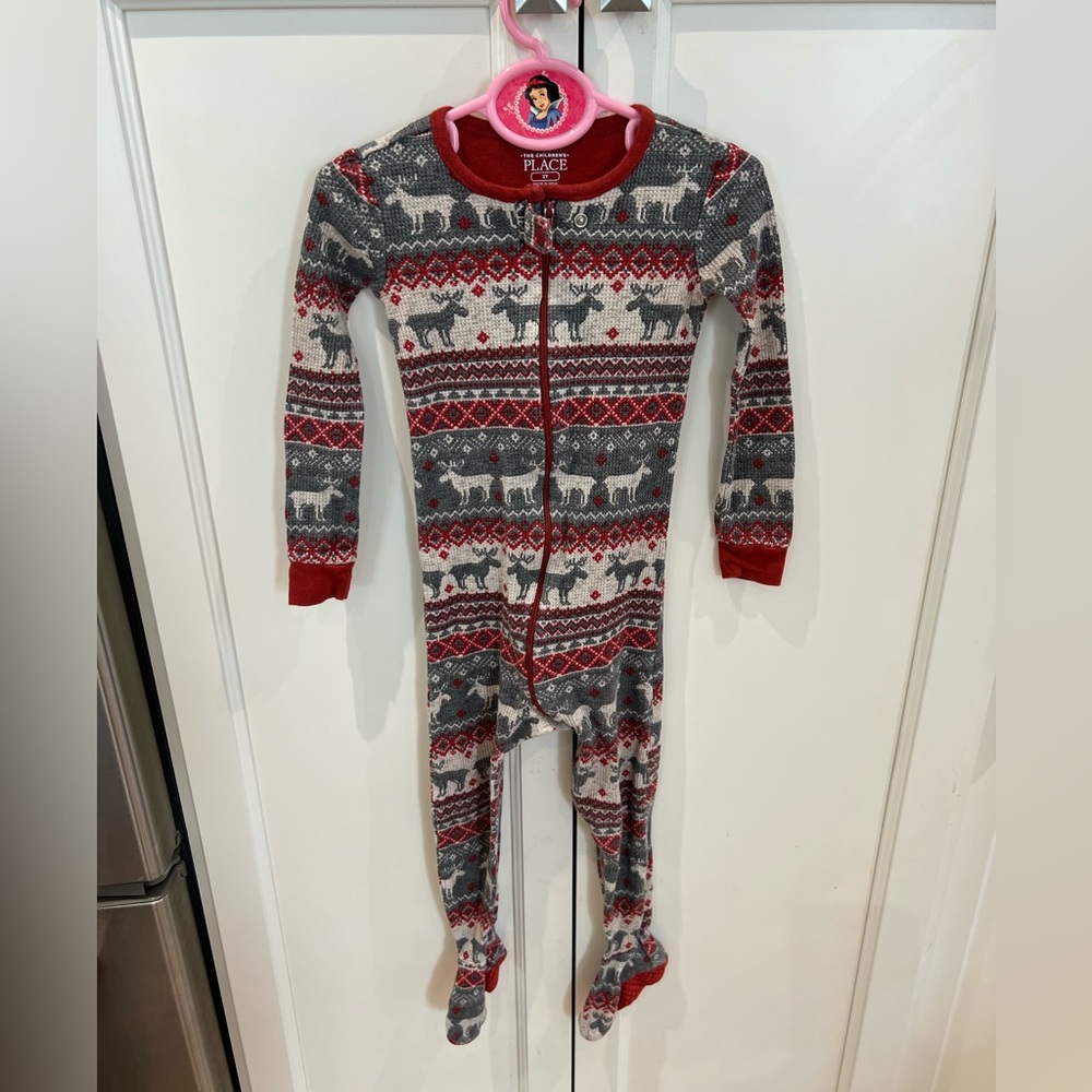 The Children's Place Christmas Red and Gray Kids One Piece 3t